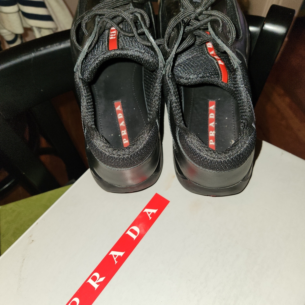 Prada Men's Black and Red Sneakers